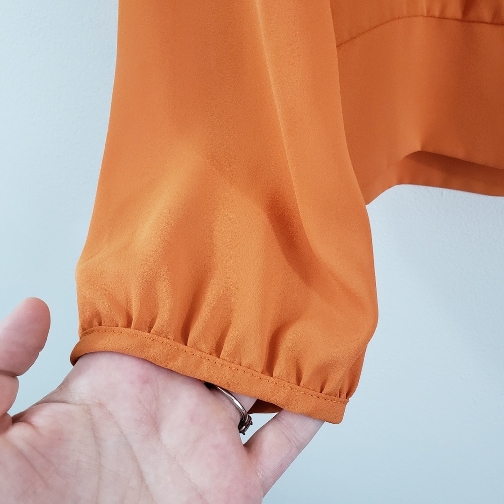 Orange Blouse Layered Ruffles Large - Picture 3 of 6
